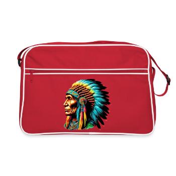 Amerikanisch, Indianer, Amerikaner - Retro Tasche - Rot/Weiß - Vorne