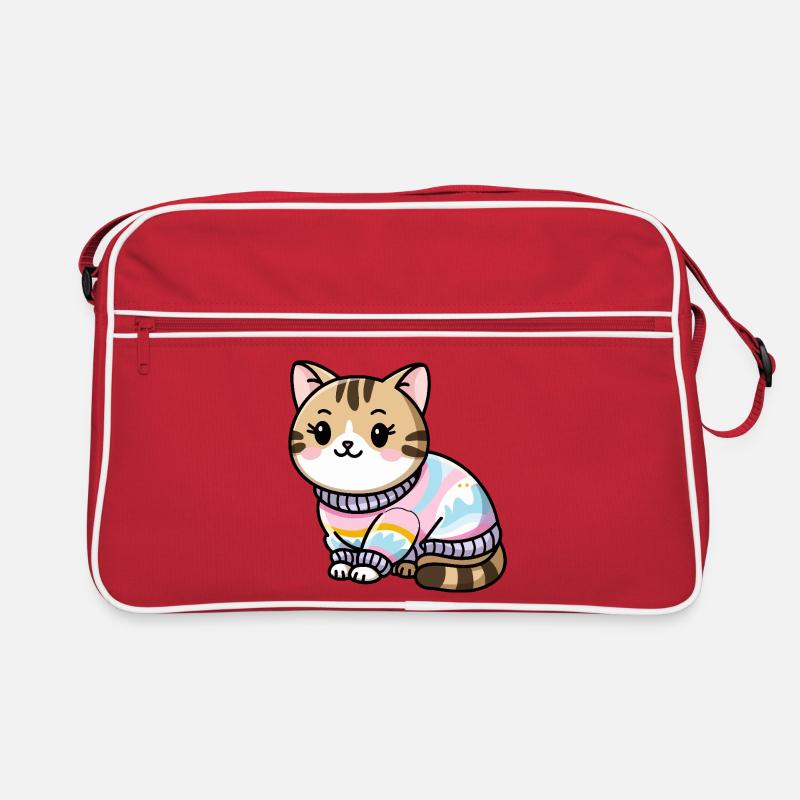 Kuscheliger Pullover Katze Retro Tasche