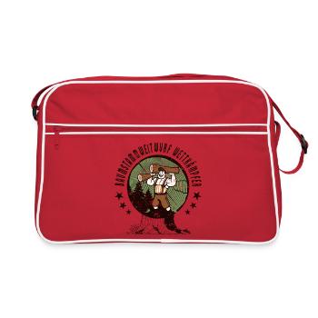 Tree trunk throwing competitors - Retro Bag - red/white - Front