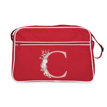 C Monogramme, Floral, Personnalisable - Sac Retro - rouge/blanc - Devant
