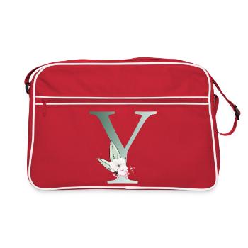 Y Monogram, Floral, Personnalisable - Sac Retro - rouge/blanc - Devant