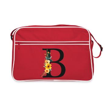 B Monogramme, Floral, Personnalisable - Sac Retro - rouge/blanc - Devant
