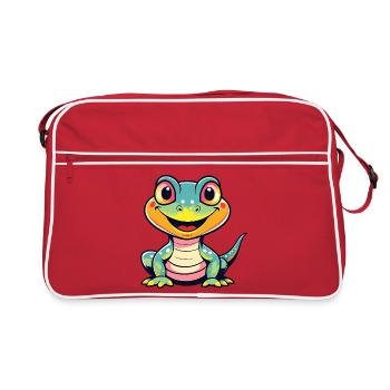 Cute Dino - Retro Tasche - Rot/Weiß - Vorne