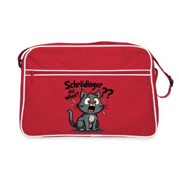 Schrödingers Katze - der Albtraum süßer Katzen - Retro Tasche - Rot/Weiß - Vorne