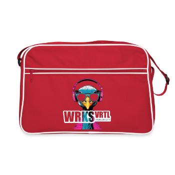 Werksviertel Vogel with sunglasses and headphones - Retro Bag - red/white - Front