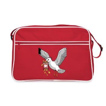 Seagull with Chips Snack Design - Retro Bag - red/white - Front