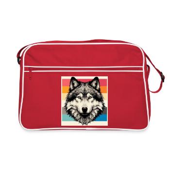 Wolf - Retro Tasche - Rot/Weiß - Vorne