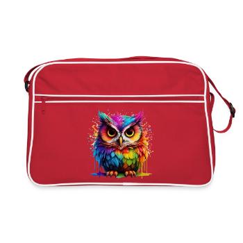 Hibou coloré Art impression numérique - Sac Retro - rouge/blanc - Devant