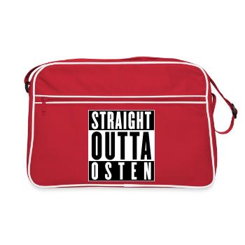 Straight outta Osten (Farben änderbar) - Retro Tasche - Rot/Weiß - Vorne