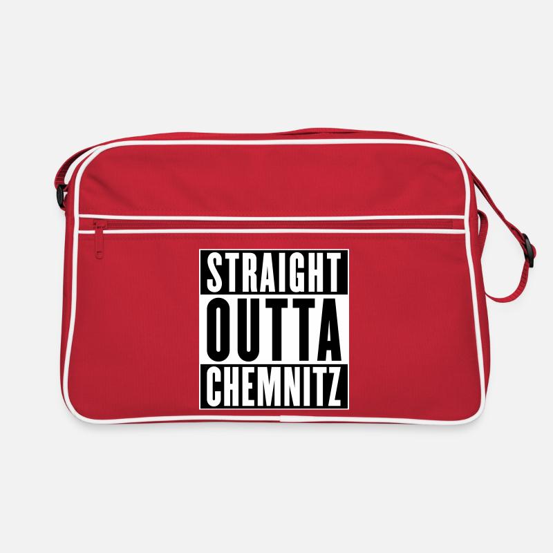 Straight outta Chemnitz (Farben änderbar) - Retro Tasche - Rot/Weiß