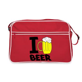 Croquis de chope de chope de bière jaune - Sac Retro - rouge/blanc - Devant