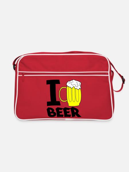 Croquis de chope de chope de bière jaune - Sac Retro - rouge/blanc - Devant