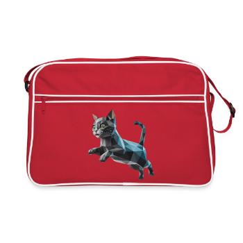 Kätzchen - Cooles Low-Poly-Logo - Retro Tasche - Rot/Weiß - Vorne