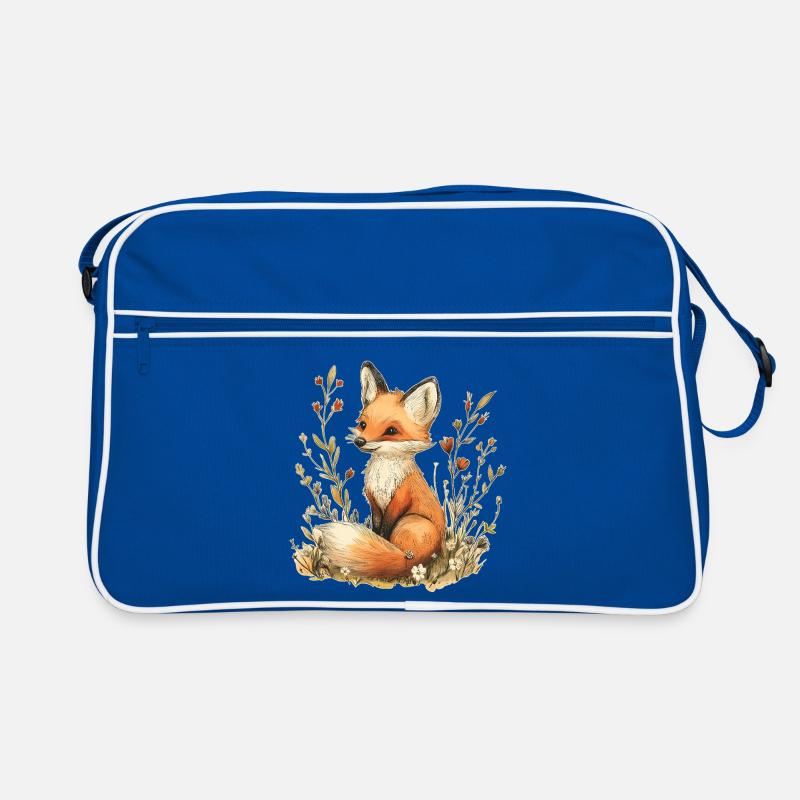 Fuchs mit Blumen Retro Tasche