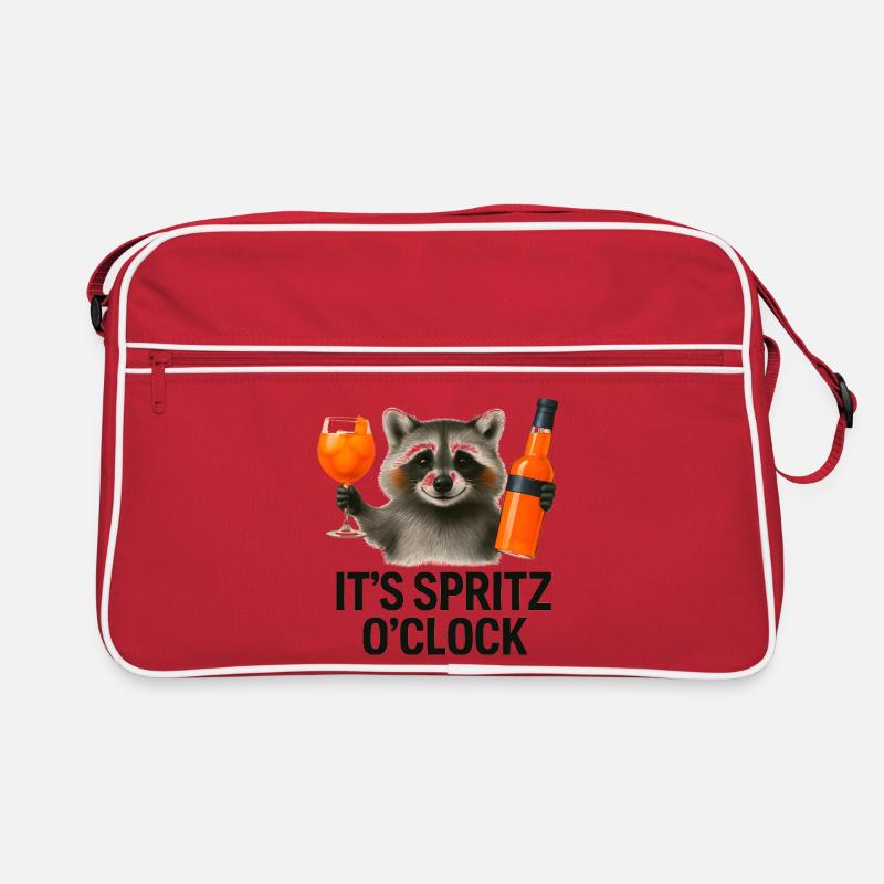 It's Spritz O'Clock Waschbär Party Geschenkidee Retro Tasche