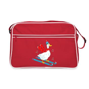 Goose on skis - Retro Bag - red/white - Front