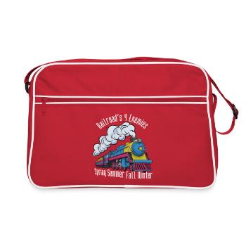 Colorful steam locomotive seasons, delay train - Retro Bag - red/white - Front