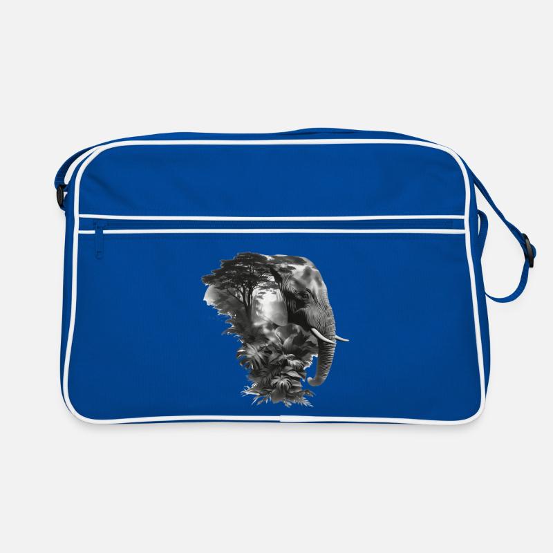 Elefant Dschungel Silhouette Doppel Retro Tasche