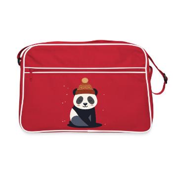 Cute panda with winter hat – winter motif - Retro Bag - red/white - Front