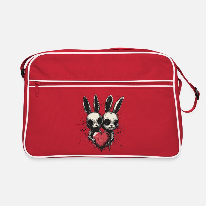 Gothic Easter Bunny Love – Zwei Hasen mit Herz Retro Tasche