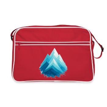 Sommets enneigés bleus aquarelle ski freeride - Sac Retro - rouge/blanc - Devant