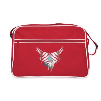 Boho Feather Necklace in Turquoise and White - Retro Bag - red/white - Front