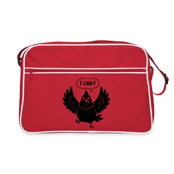 Angry cartoon chicken shouts F-CAW-F - Retro Bag - red/white - Front