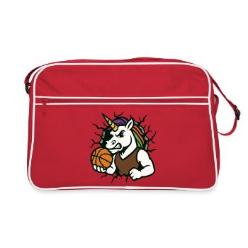 Unicorn Basketball Mascot Breaking Through - Retro Bag - red/white - Front