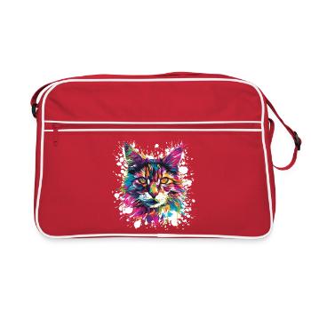 Katze Tier Art - Retro Tasche - Rot/Weiß - Vorne