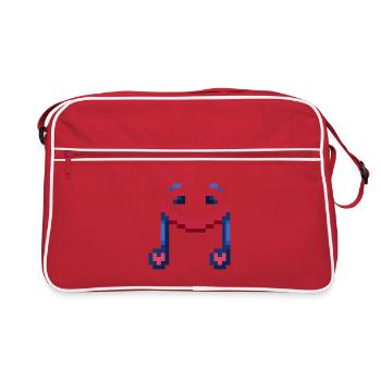 Smiling Musical Note Pixel Art - Retro Tasche - Rot/Weiß - Vorne