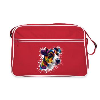 Chien Portrait Chien Éclaboussure - Sac Retro - rouge/blanc - Devant