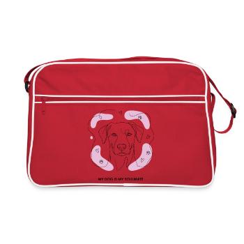 Dog Soulmate Line Art - Retro Bag - red/white - Front