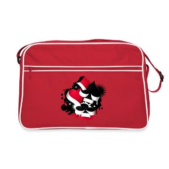 Poker Cards & Dice Casino Illustration - Retro Bag - red/white - Front