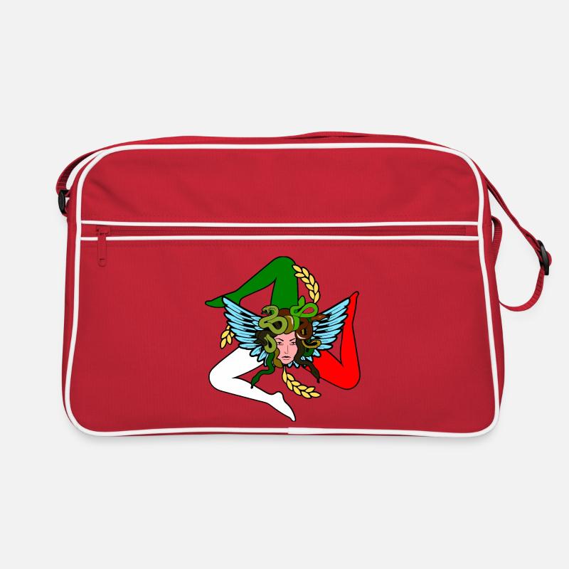 Sizilien Trinacria - Retro Tasche - Rot/Weiß