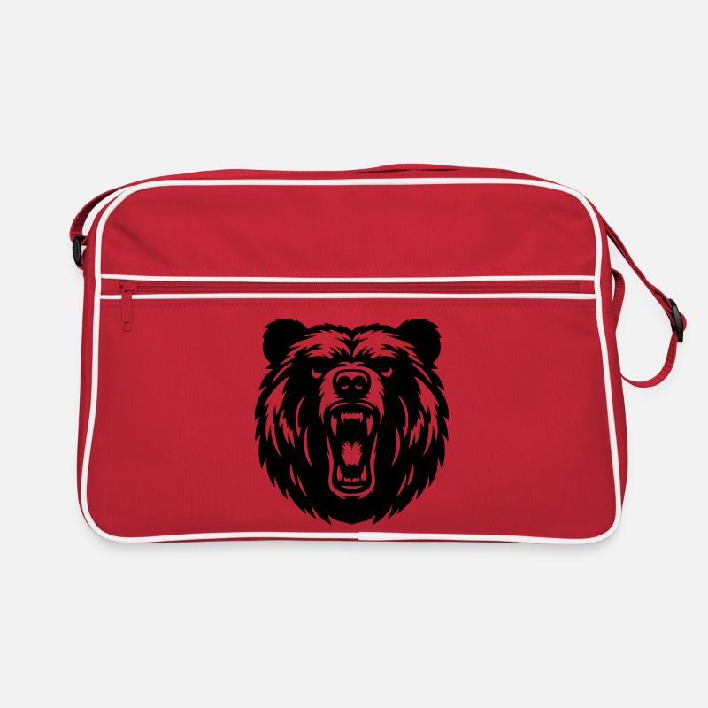 Russischer Grizzly Bär – Starkes Motiv! - Retro Tasche - Rot/Weiß