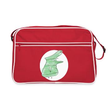 Dino-Poule Verte en Hoodie - Sac Retro - rouge/blanc - Devant