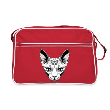 Sphynx Katze Sphynxkatze Canadian Cat Süße Sphinx - Retro Tasche - Rot/Weiß - Vorne