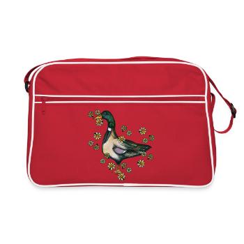 Portrait fleuri de canard - Sac Retro - rouge/blanc - Devant