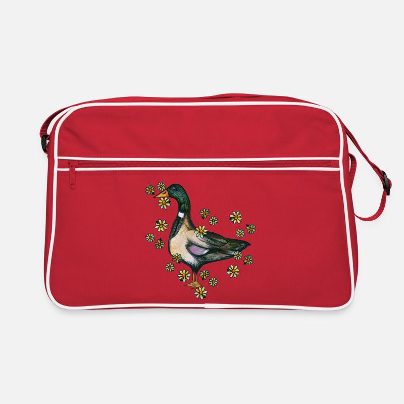 Portrait fleuri de canard Sac Retro