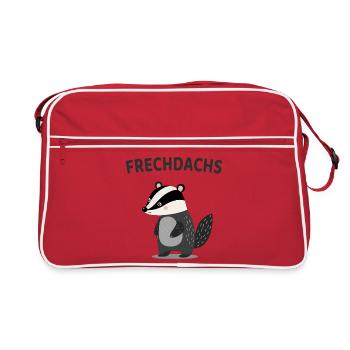 Frechdachs Lustiger Dachs Spruch - Retro Tasche - Rot/Weiß - Vorne