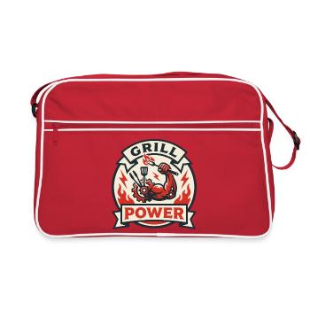 Power of the grill muscular arm flames barbecue - Retro Bag - red/white - Front