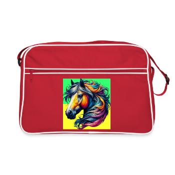 Pferd - Retro Tasche - Rot/Weiß - Vorne
