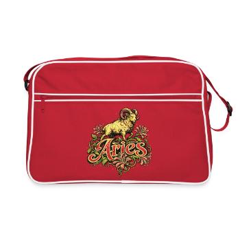 Widder-Widder-Blumenwappen - Retro Tasche - Rot/Weiß - Vorne