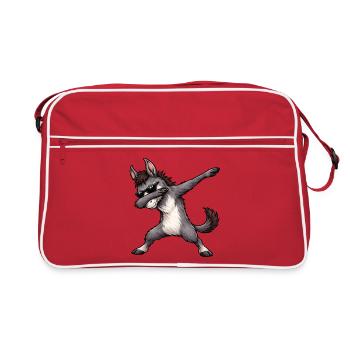 Dabbing Esel - Retro Tasche - Rot/Weiß - Vorne