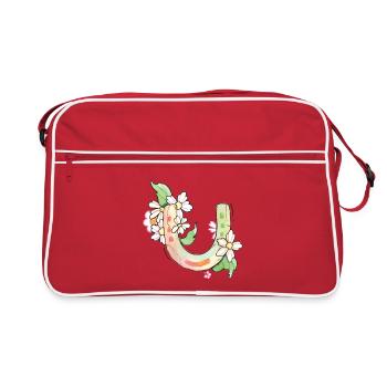 Lucky Charm : Fer à cheval avec des fleurs - Sac Retro - rouge/blanc - Devant