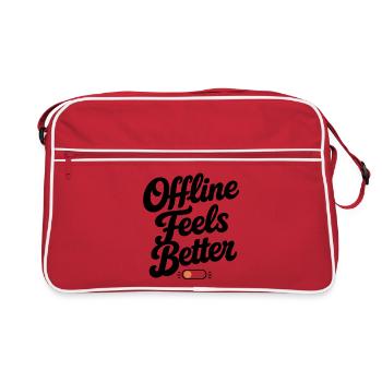 Hors ligne, c’est mieux | Typographie rétro minimale - Sac Retro - rouge/blanc - Devant