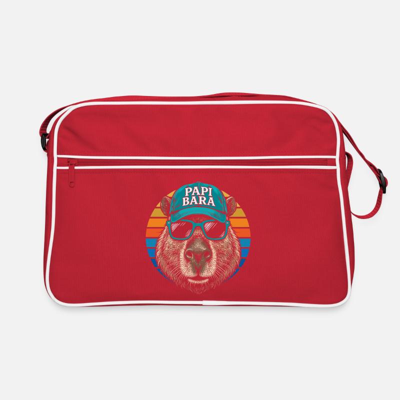 Biber mit Retro Cap und Sonnenbrille Retro Tasche