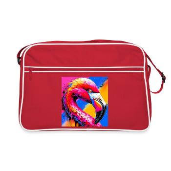 Flamingo - Retro Tasche - Rot/Weiß - Vorne