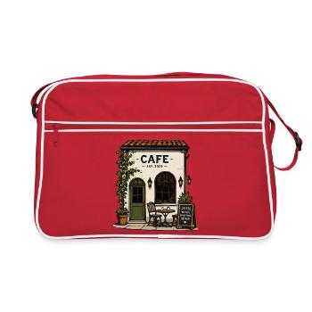 Small street café illustration - Retro Bag - red/white - Front