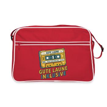 Vintage Musikkassette – Gute Laune inklusive - Retro Tasche - Rot/Weiß - Vorne